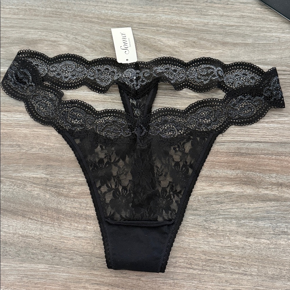 SOMA Embraceable AOL Heather Thong XL color Heather Black NWT